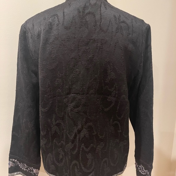 Flashback Black Button Front Stand Up Collar Embroidered Beaded Jacket - Picture 4 of 11